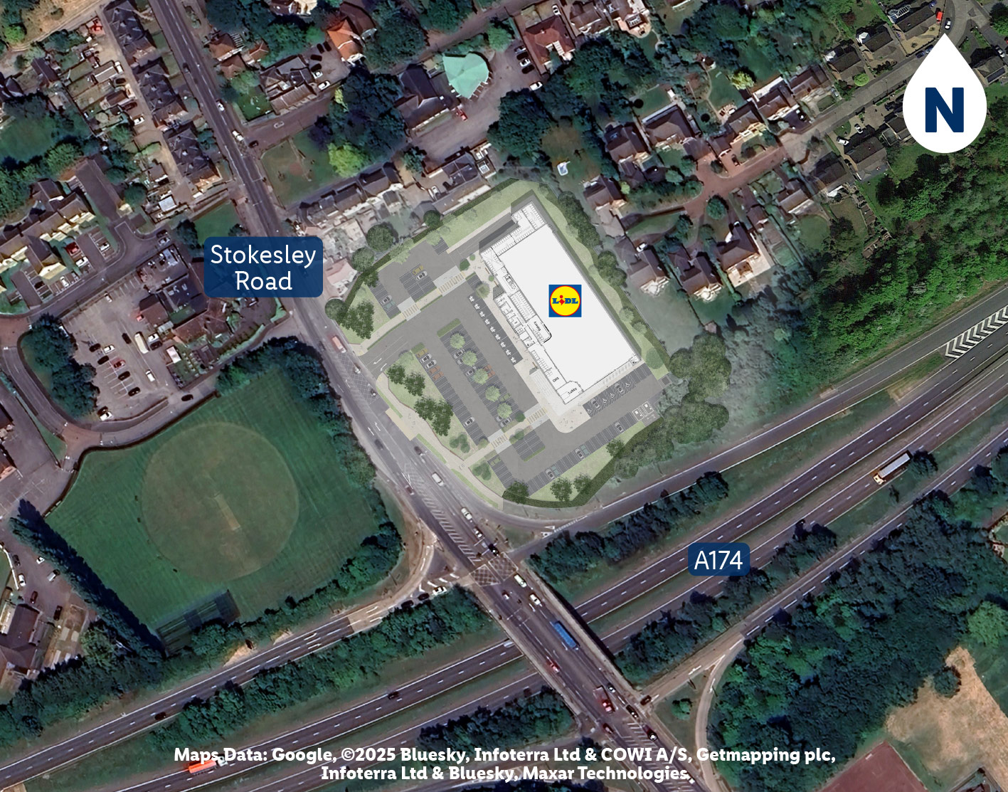 aerial photograph of the site with proposed store